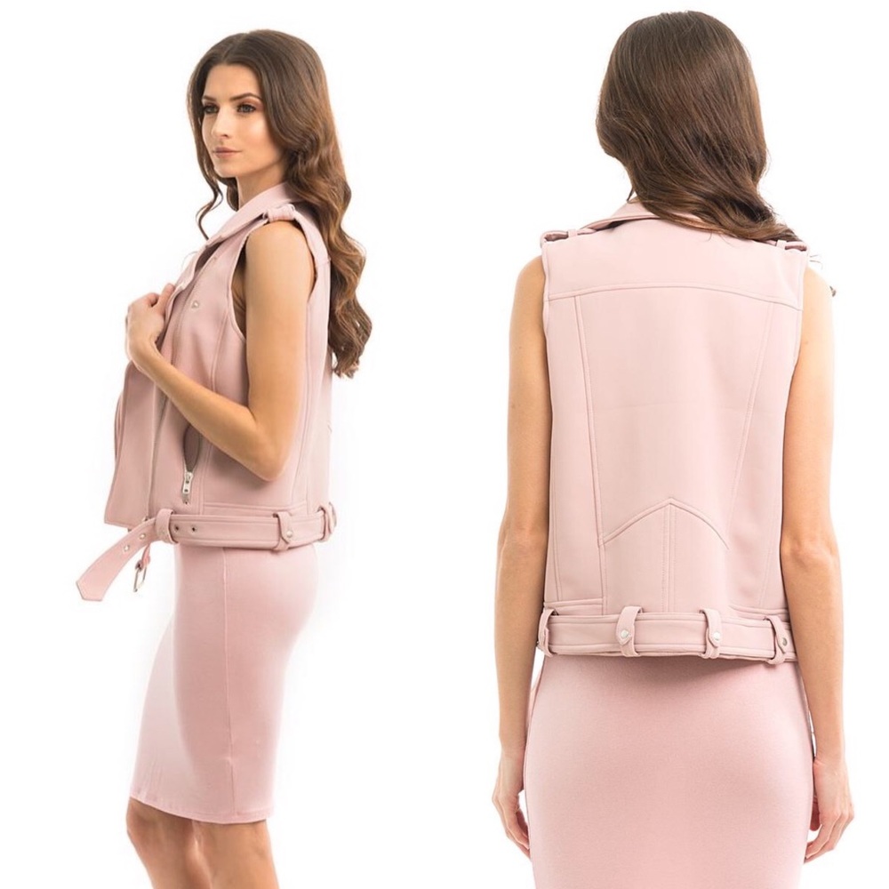 Blush Faux Leather Moto Vest